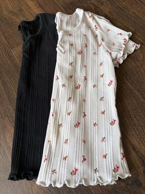 Ribbed Mini Top Duo - Black & White Floral